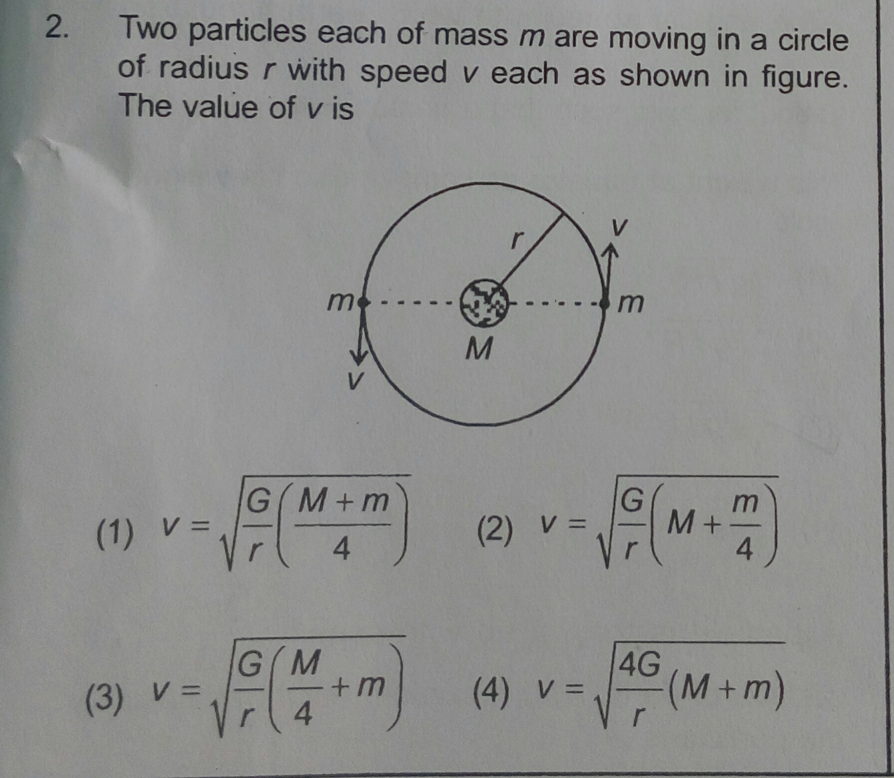 Question image for Two particles each of mass m are moving in a circl